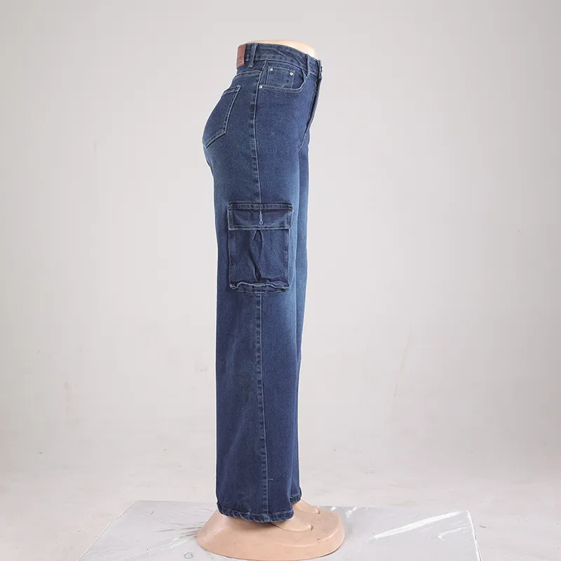 Calças largas femininas estilosas, de cintura alta, calças retas, calças casuais de verão com stretch