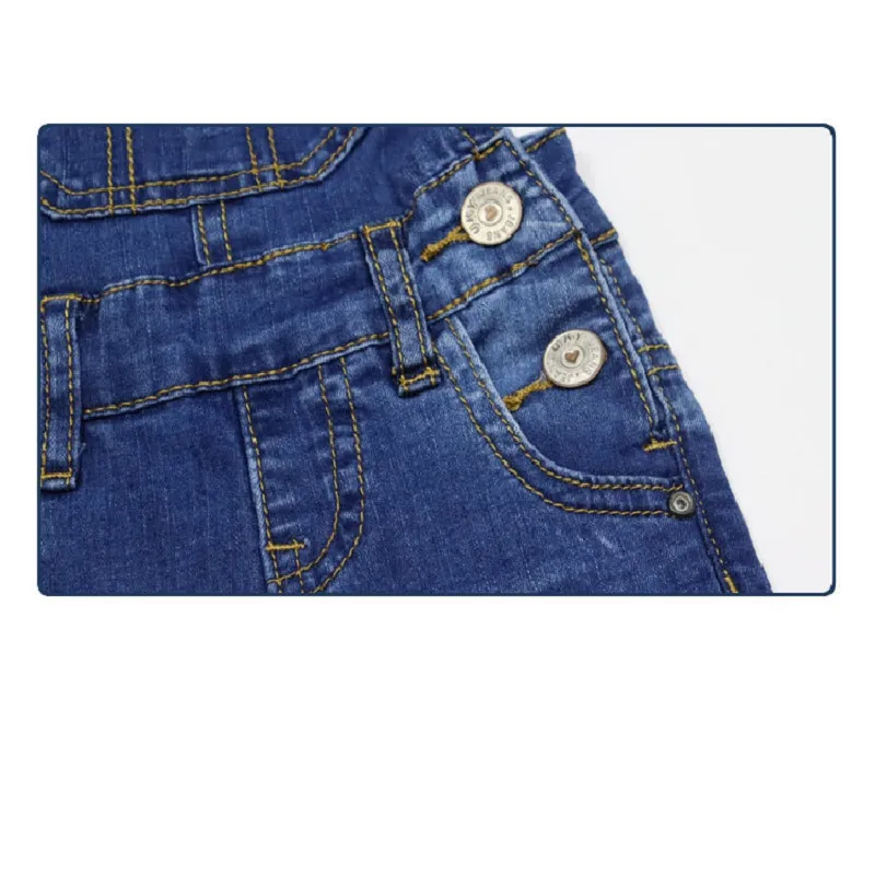 Macacão de Denim Infantil para Crianças, Casual, com Pernas Largas, Suspensório, Calças Jeans, Macacão para Bebês em Denim