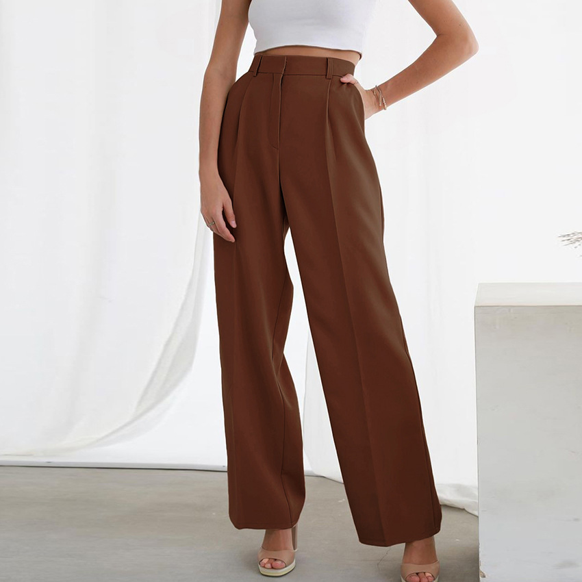 Calças largas casuais femininas, calças de cintura alta, pantalonas largas, calças baggy femininas, moda