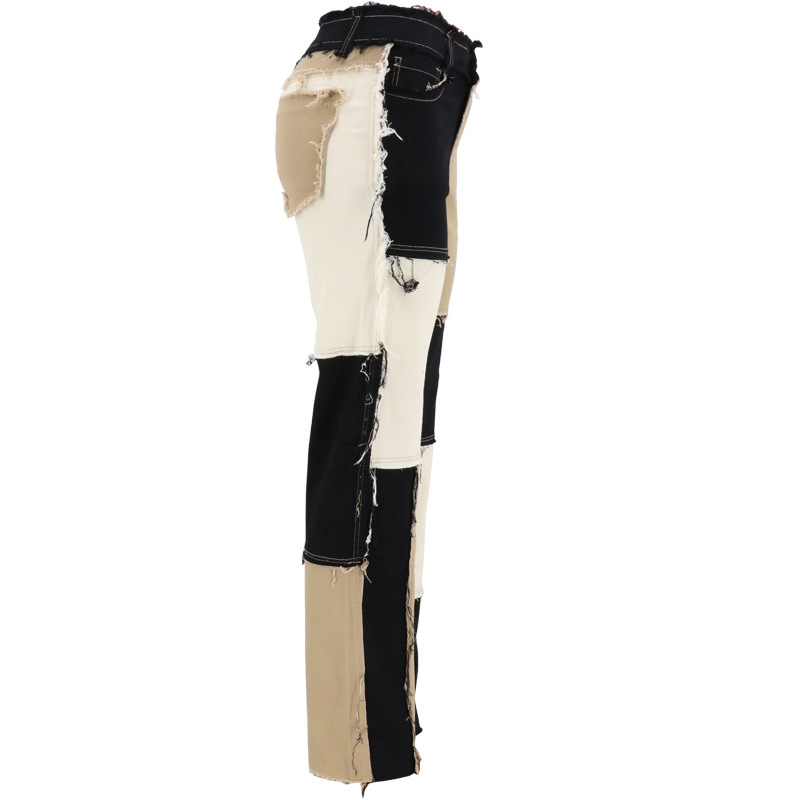 Calças Flare Jeans Skinny para Meninas Calças de Denim Rasgadas Calças Vintage
