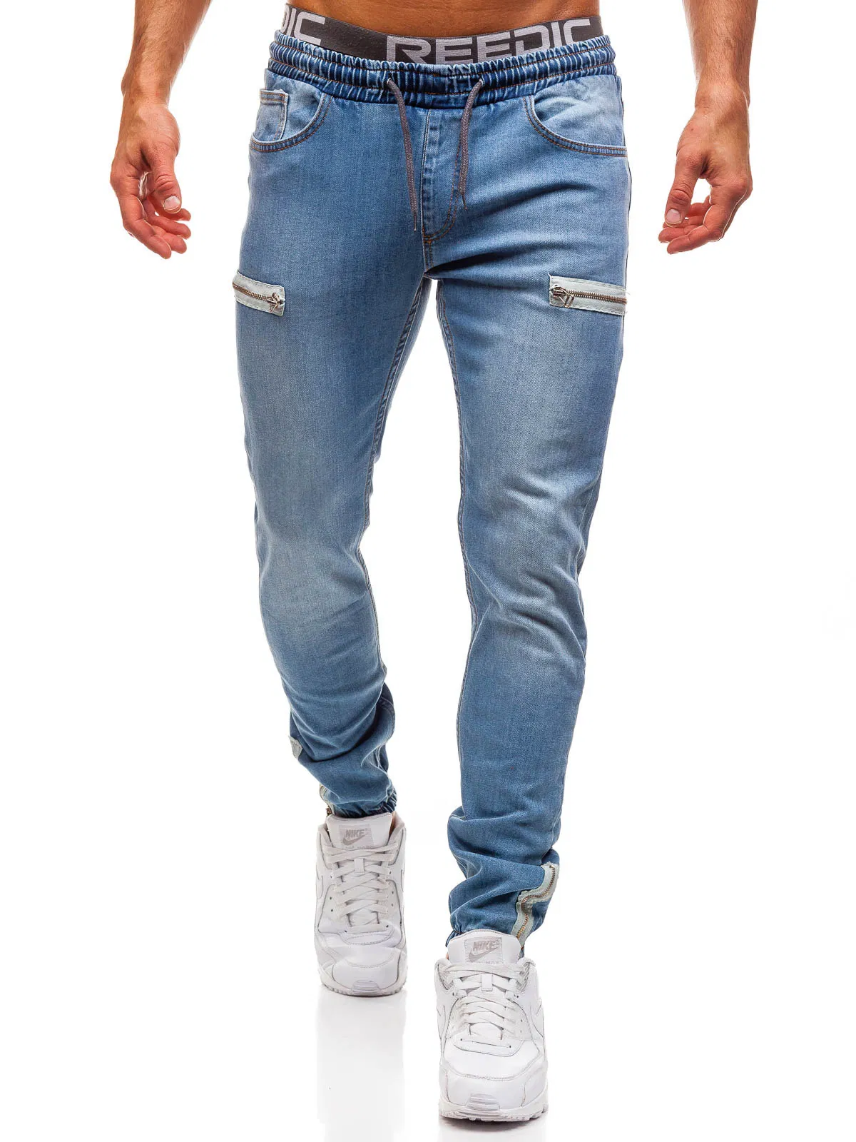 Calças esportivas com zíper para homens, estilo casual, com acabamento fosco