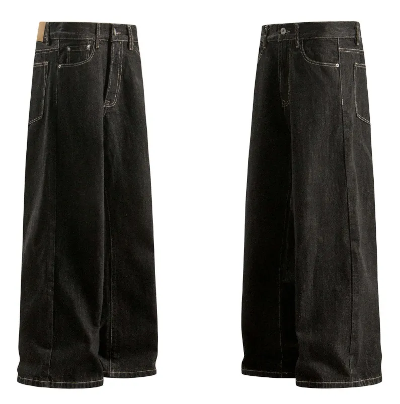 Calças Jeans Masculinas Largas Rasgadas Vintage Desgastadas Ajuste Relaxado Y2K Streetwear