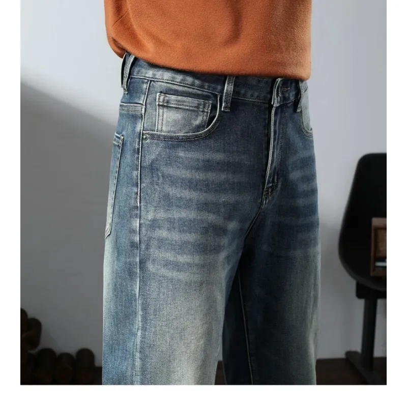 Calças jeans masculinas vintage de outono