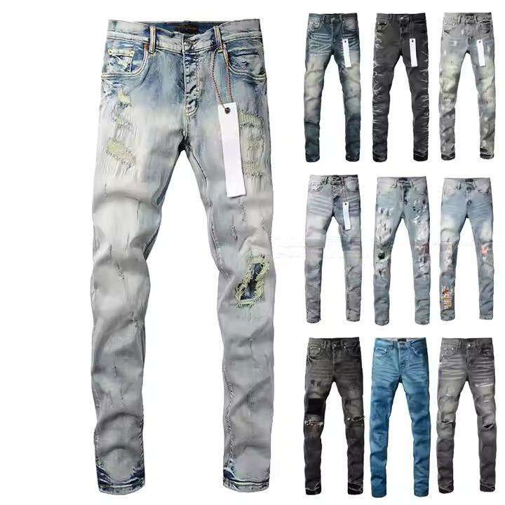 Novas Chegadas Calças Sustentáveis de Alta Qualidade Algodão Reto MID Denim Preto Etiqueta Desgastado Lavagem Alta Rua Jeans Masculinos