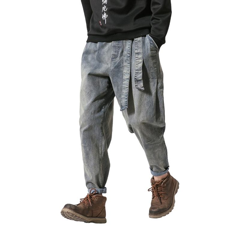 Novo Moda Retrô Calças Jeans Masculinas Largas Tamanho Plus