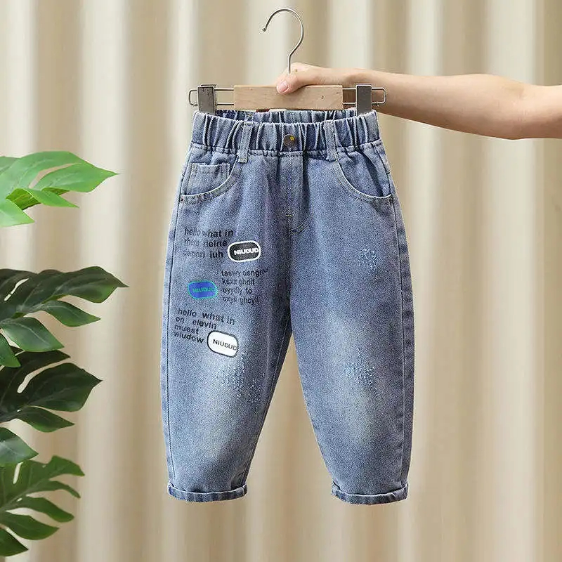 Calças Jeans Infantis 2026 Nova Chegada Primavera e Outono Calças de Denim para Meninos Moda