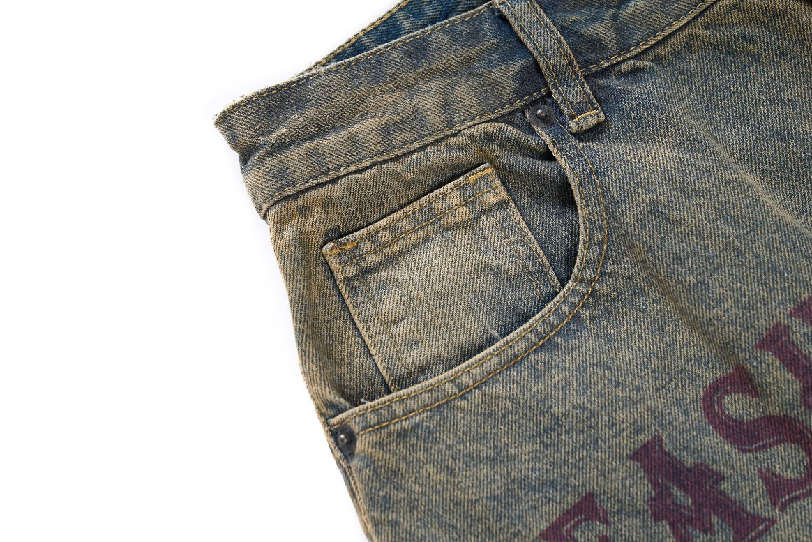 Fabricante Atacadista de Calças Jeans Masculinas Fornecedor Ajuste Relaxado Desbotado ao Sol 100% Algodão Denim Rígido Escovado para o Mercado Skater Pedido de Teste OEM ODM Logotipo Personalizado