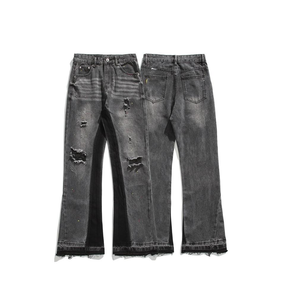 Calças de Homem Americanas Ripped Slimming Design Jeans Skinny Calças Flare
