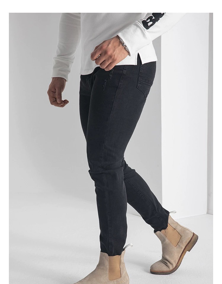 Moda de Todas as Estações Atacado Calças Jeans Pretas Masculinas Skinny de Alta Qualidade com Stretch Calças Casuais Jeans Masculinos