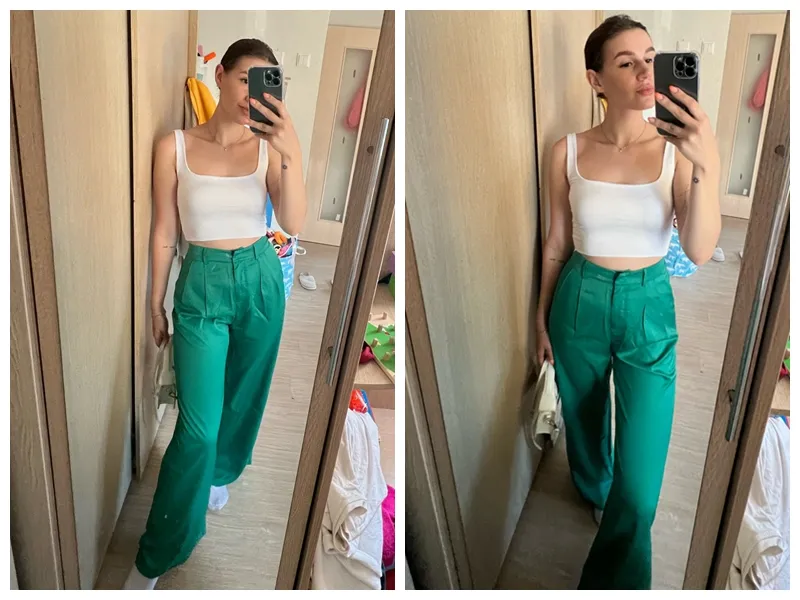 Calças largas casuais femininas, calças de cintura alta, pantalonas largas, calças baggy femininas, moda