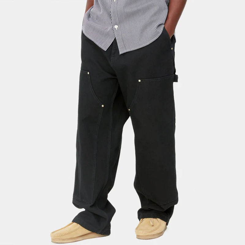 Calças de Trabalho de Cintura Alta com Logo Personalizado, Calças Retas, Ajuste Solto, Jeans de Pilha, Calças Cargo Largas e Baggy