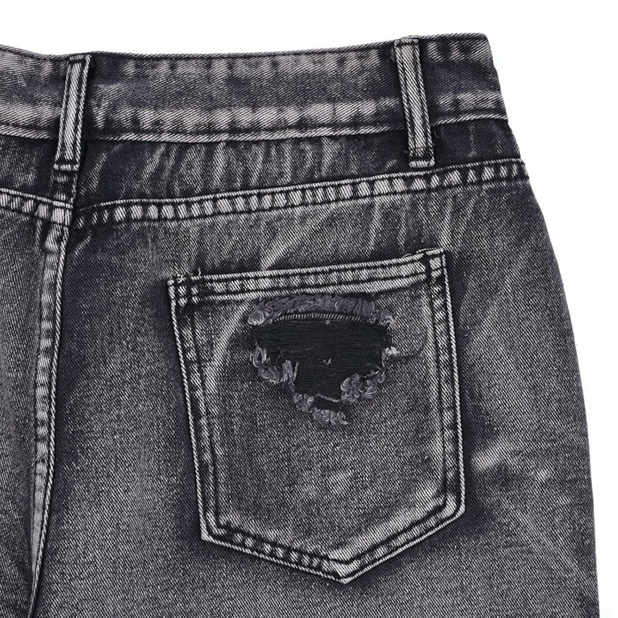 Calças jeans masculinas rígidas personalizadas em cinza com padrão sólido para atacado