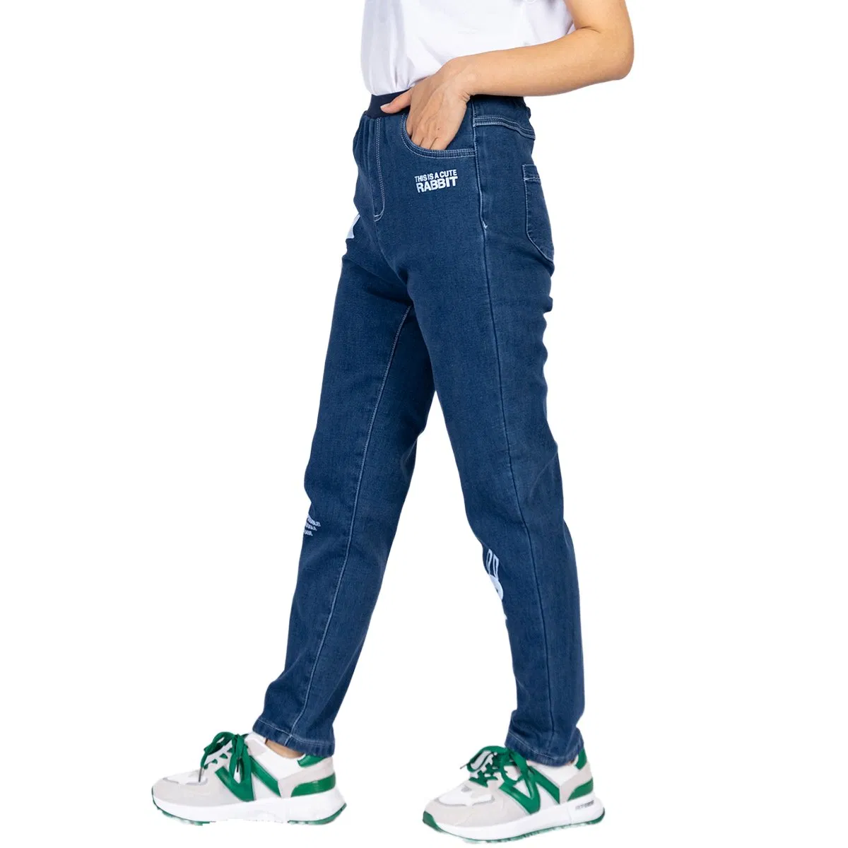 Calças de Denim para Meninos com Cintura Elástica Personalizada em Algodão Stretch