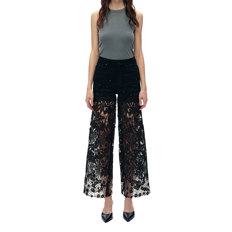 Calças de denim bordadas de alta qualidade personalizadas para mulheres, shorts de denim pretos com strass de alta elasticidade, tamanho grande