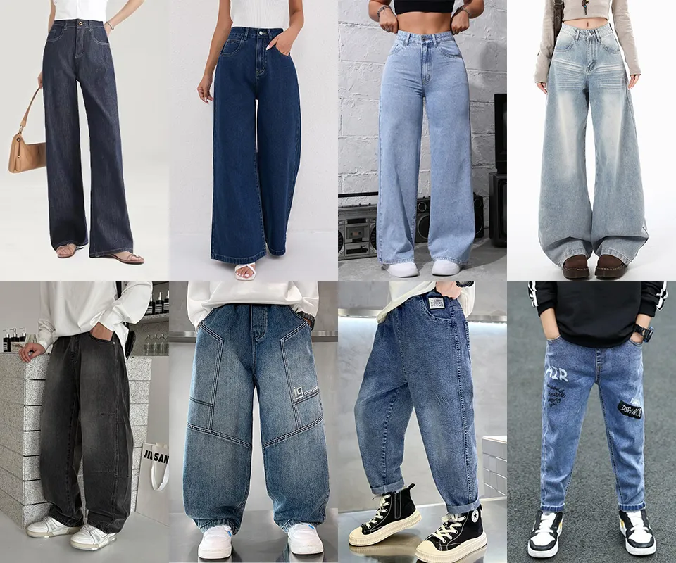 Calças Jeans Femininas de Cintura Alta, Largas e com Corte Reto e Solto