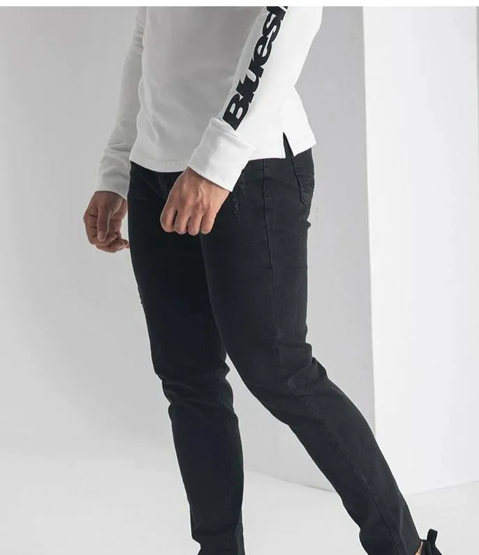 Moda de Todas as Estações Atacado Calças Jeans Pretas Masculinas Skinny de Alta Qualidade com Stretch Calças Casuais Jeans Masculinos