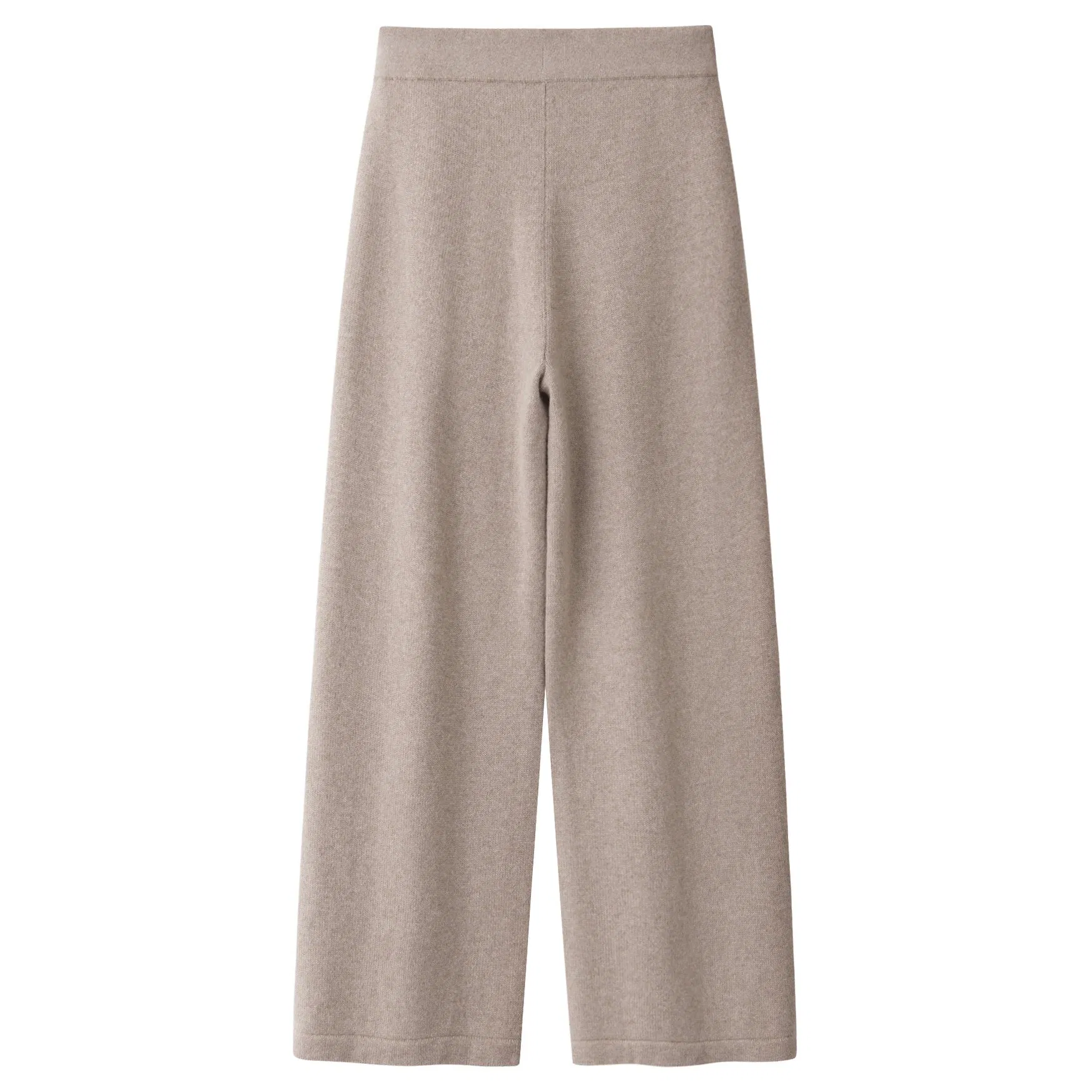 100% Calça Larga de Malha Feminina em Cashmere com Bolsos
