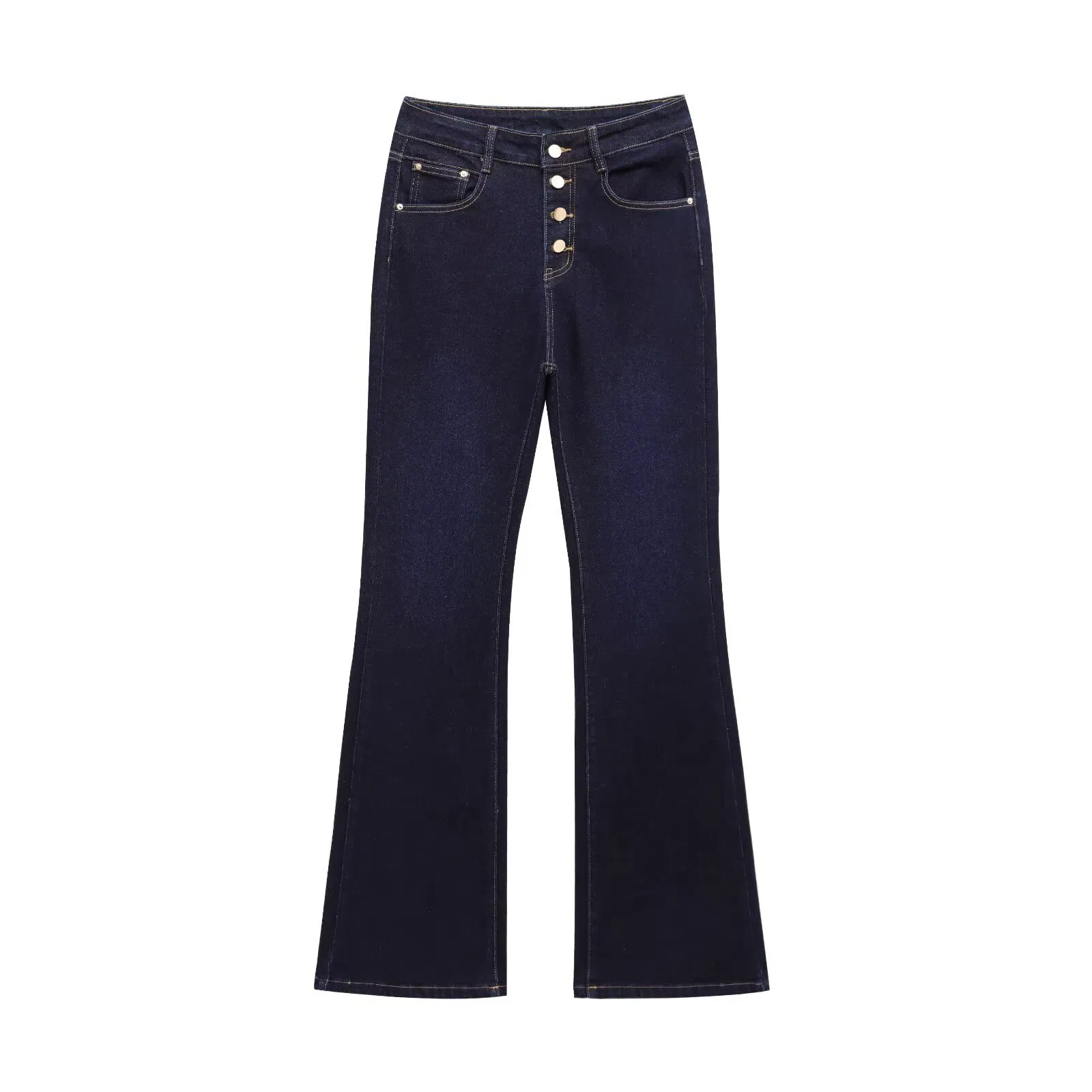 Jeans flare de cintura alta personalizados e estilosos com leve elasticidade