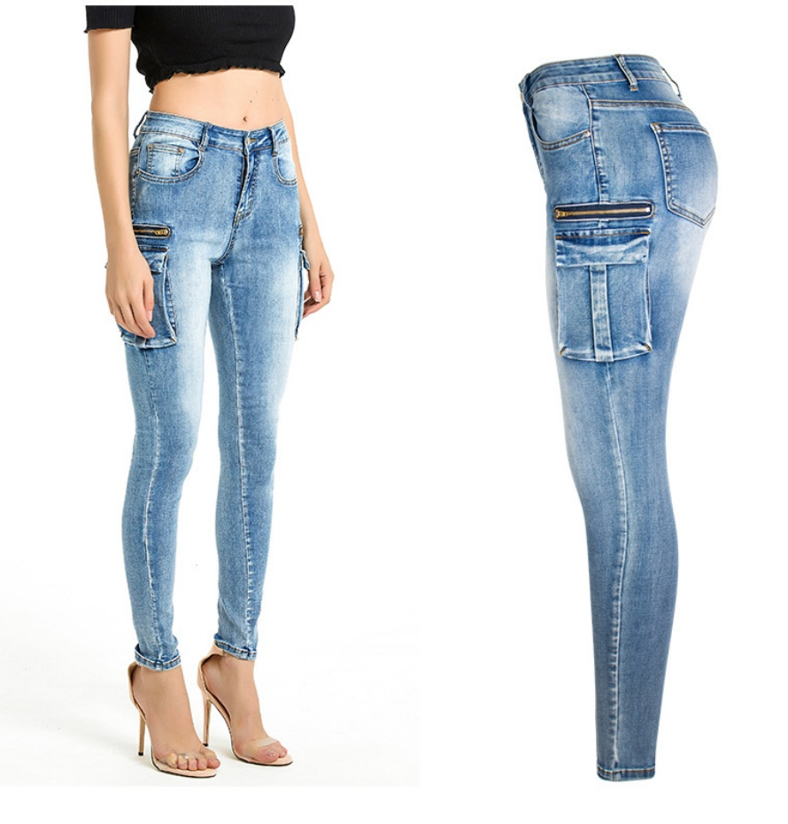 Calças Jeans Retas Duráveis com Barra Desfiada e Sem Elasticidade para Atividades ao Ar Livre