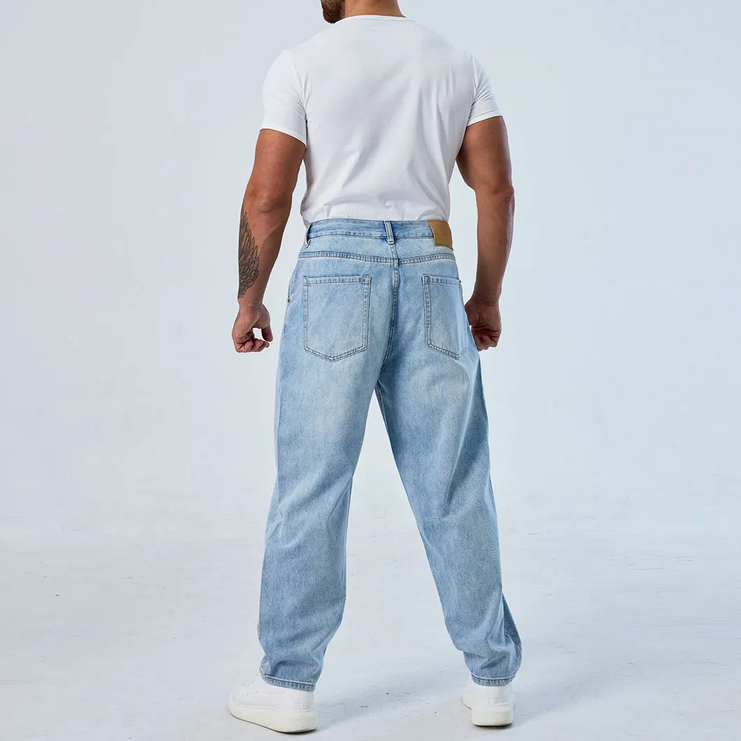 Calças baggy plissadas azul brilhante personalizadas para homens