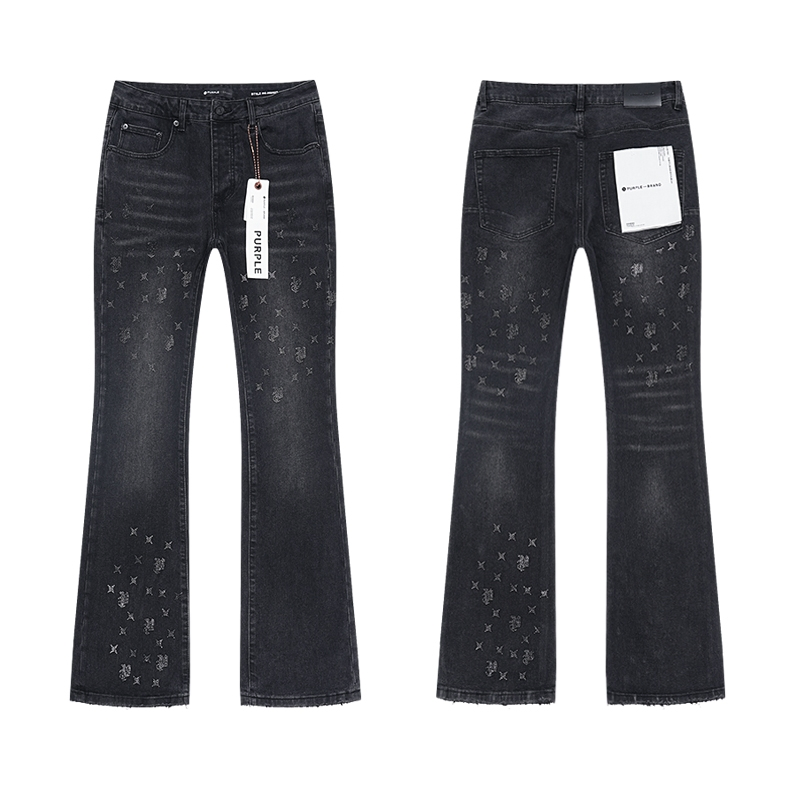 Calças de Jeans Retas Inspiradas em OEM Roxas, Vintage, Desgastadas, em Lote