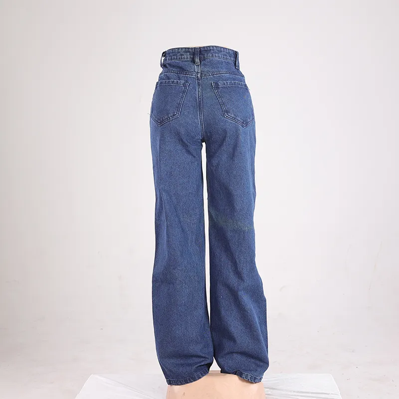 Jeans de Denim Lavados Desgastados