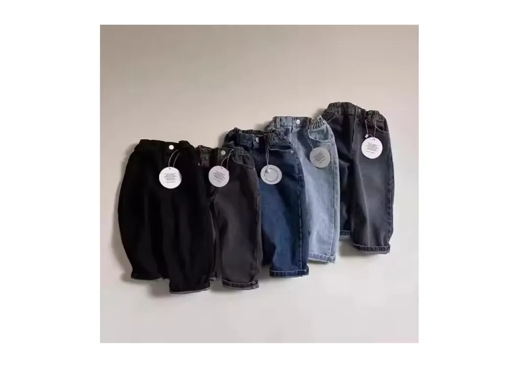 Calças Jeans Casuais para Meninas com Cintura Elástica e Corte Solto