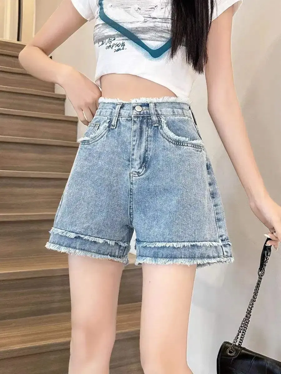 Shorts de Denim de Cintura Alta para Mulheres de Alta Qualidade, Jeans Casuais Slim Fit para Mulheres