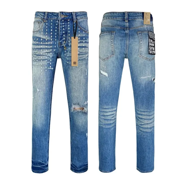 Jeans de denim vintage lavados inspirados na Ksubii em atacado premium