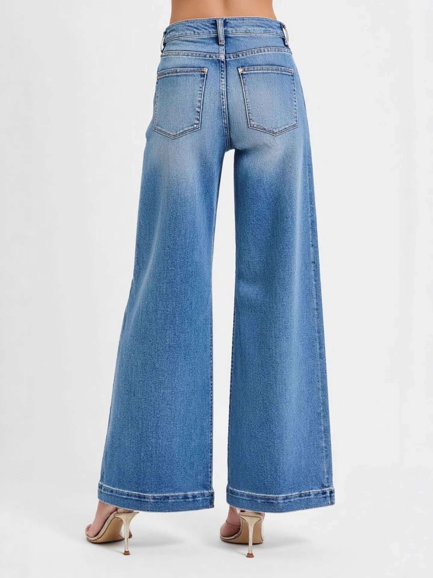 Calças Jeans Femininas Plus Size Stretch para Escritório Casual com Bolso Cargo e Costura em Contraste Marca Comprador OEM ODM Jeans Personalizados