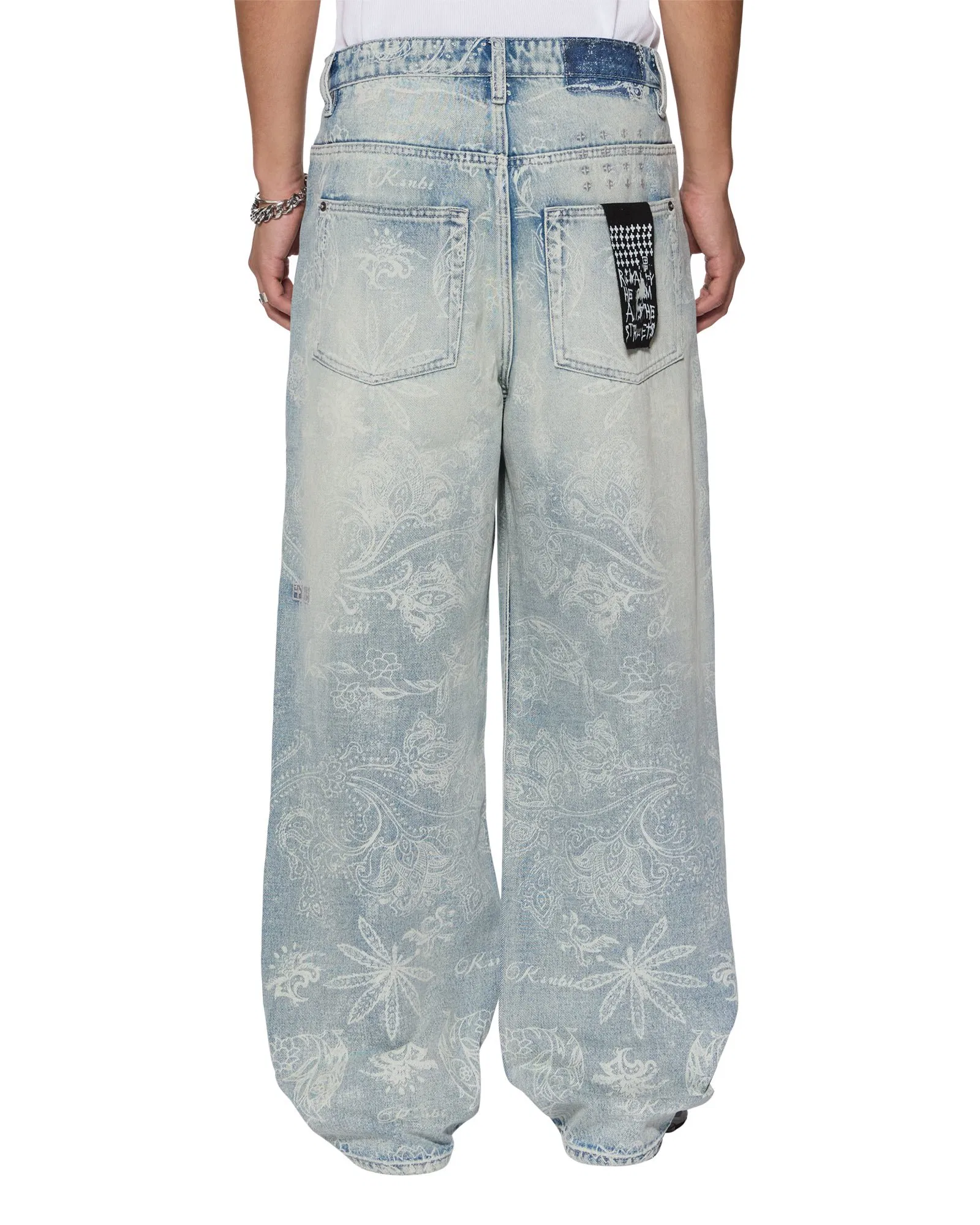 Fábrica de Roupas Jeans Lavados Personalizados para Homens Estilo Streetwear com Impressão em Todo o Corpo