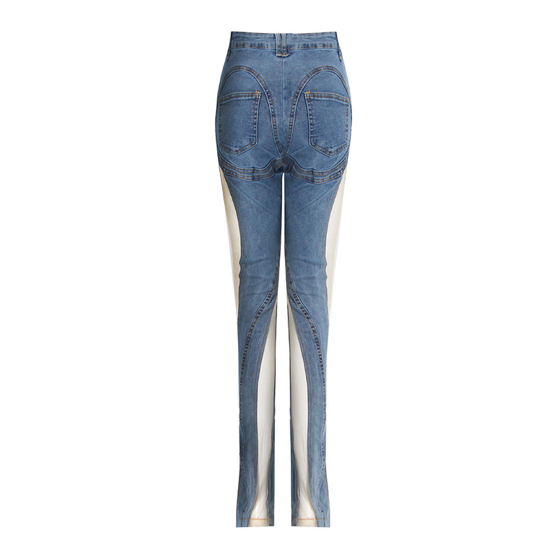 Design de Outono Feminino 2022 Nova Moda Jeans Spliced em Malha Sexy