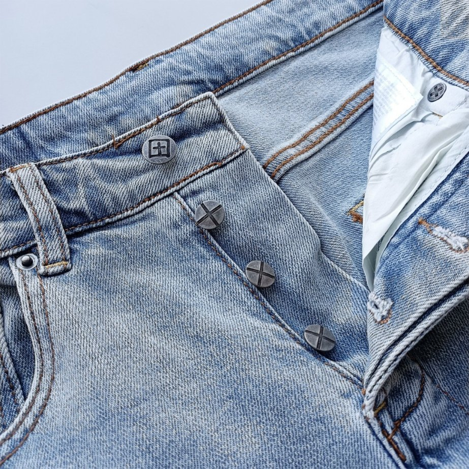 Fornecimento em massa de jeans pretos desgastados inspirados na Ksubiii Premium