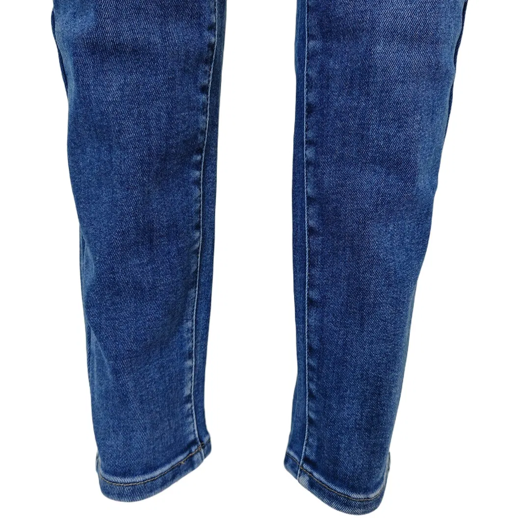 Calças Jeans Skinny Femininas Azul Escuro Clássicas de Cintura Alta Ajustadas em Denim