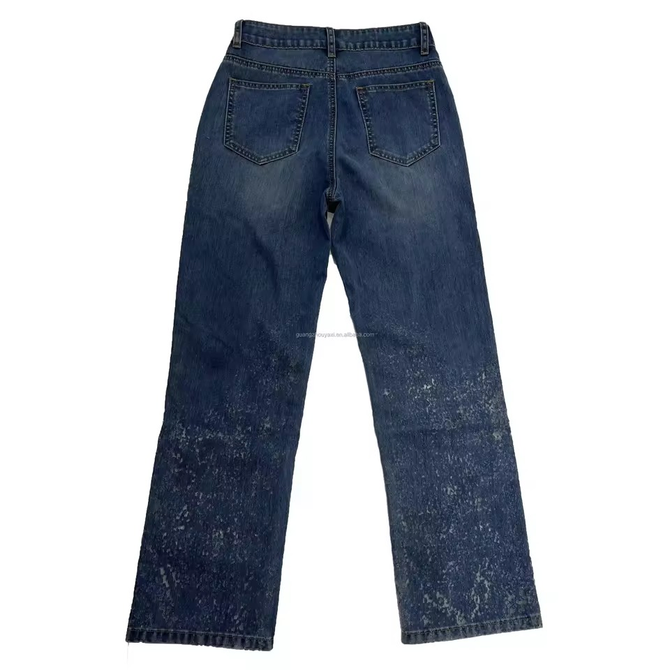 Novo Design de Jeans Femininos com Patches Woven - Estilo Jeans Esgotado e Usado