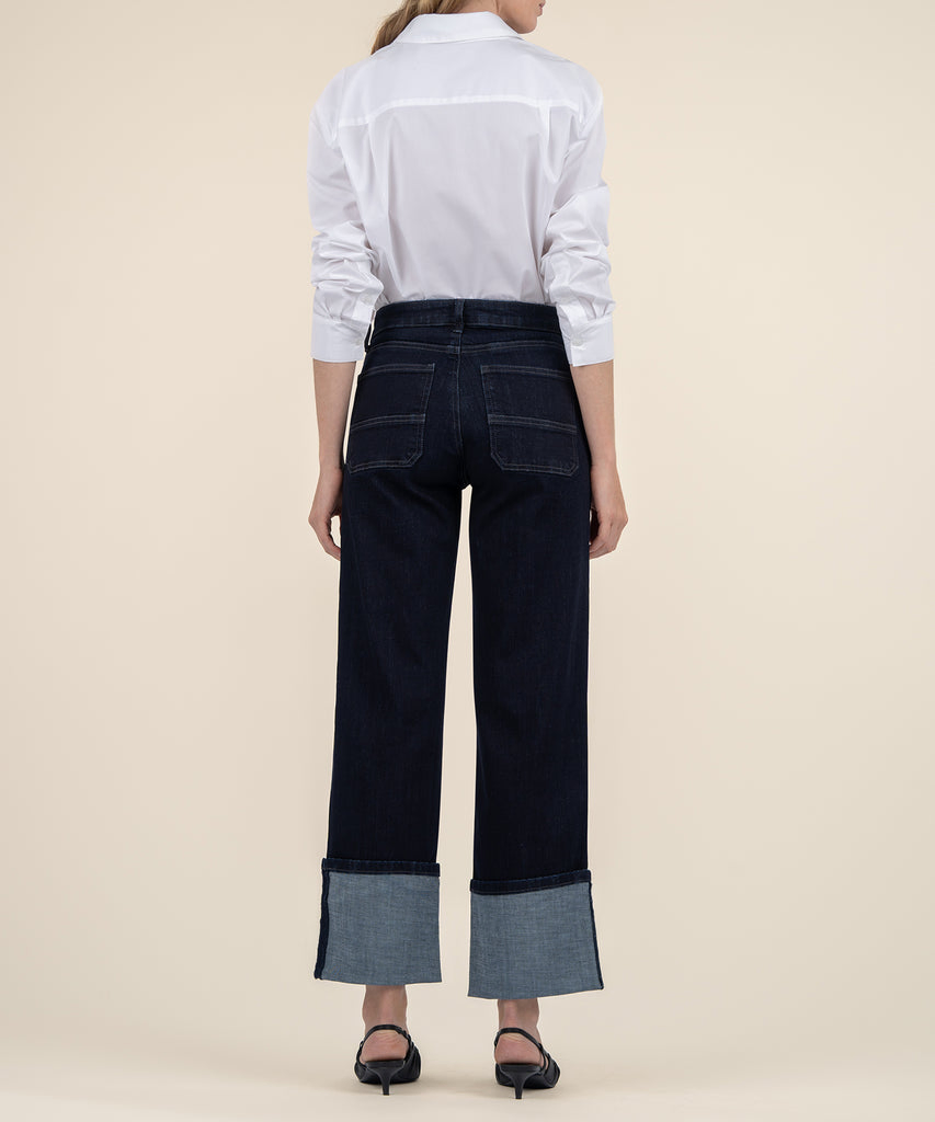 Calças femininas retas de denim de alta cintura personalizadas premium da China