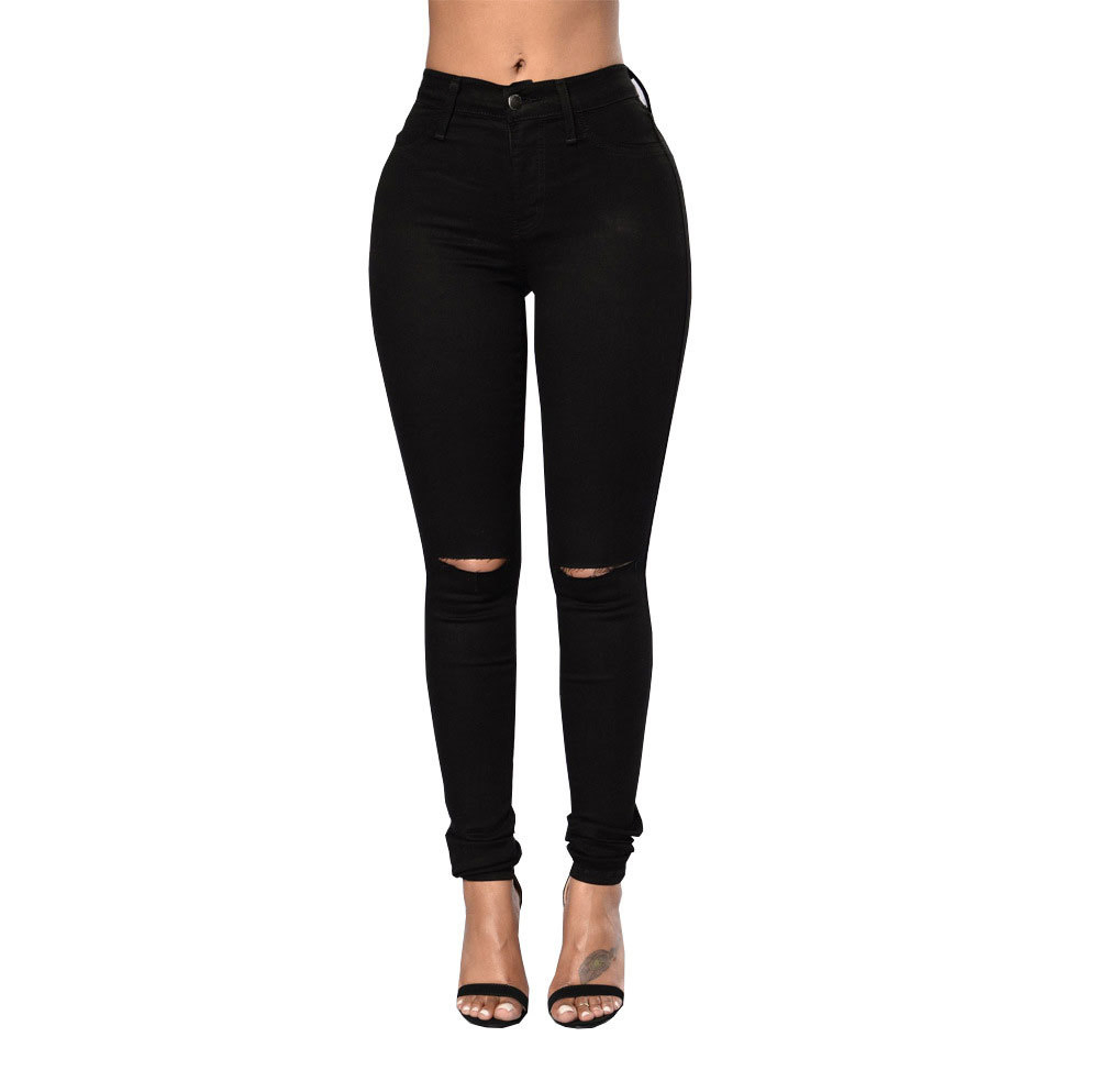Calças skinny femininas de alta qualidade personalizadas, atacado, calças de denim tipo lápis