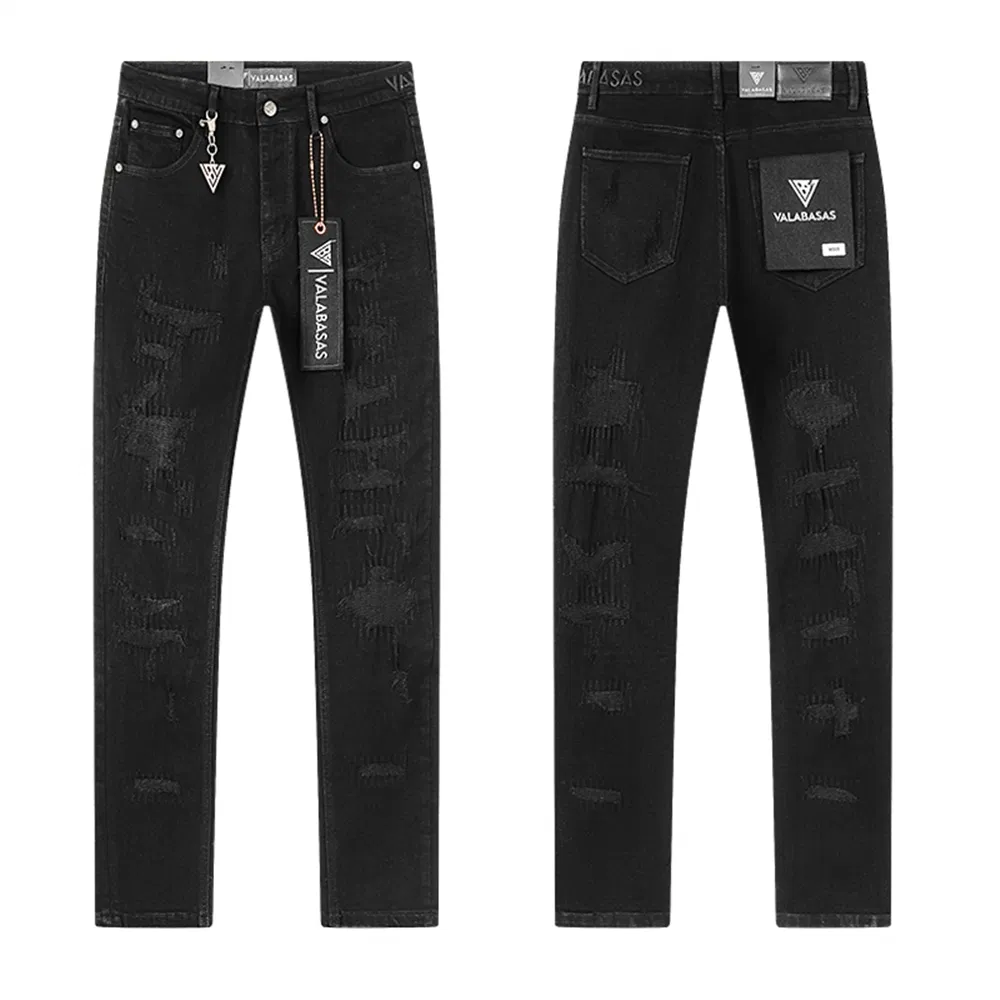 Calças de Jeans Vintage Desgastadas e Rasgadas para Homens Premium High Street Detalhe 1