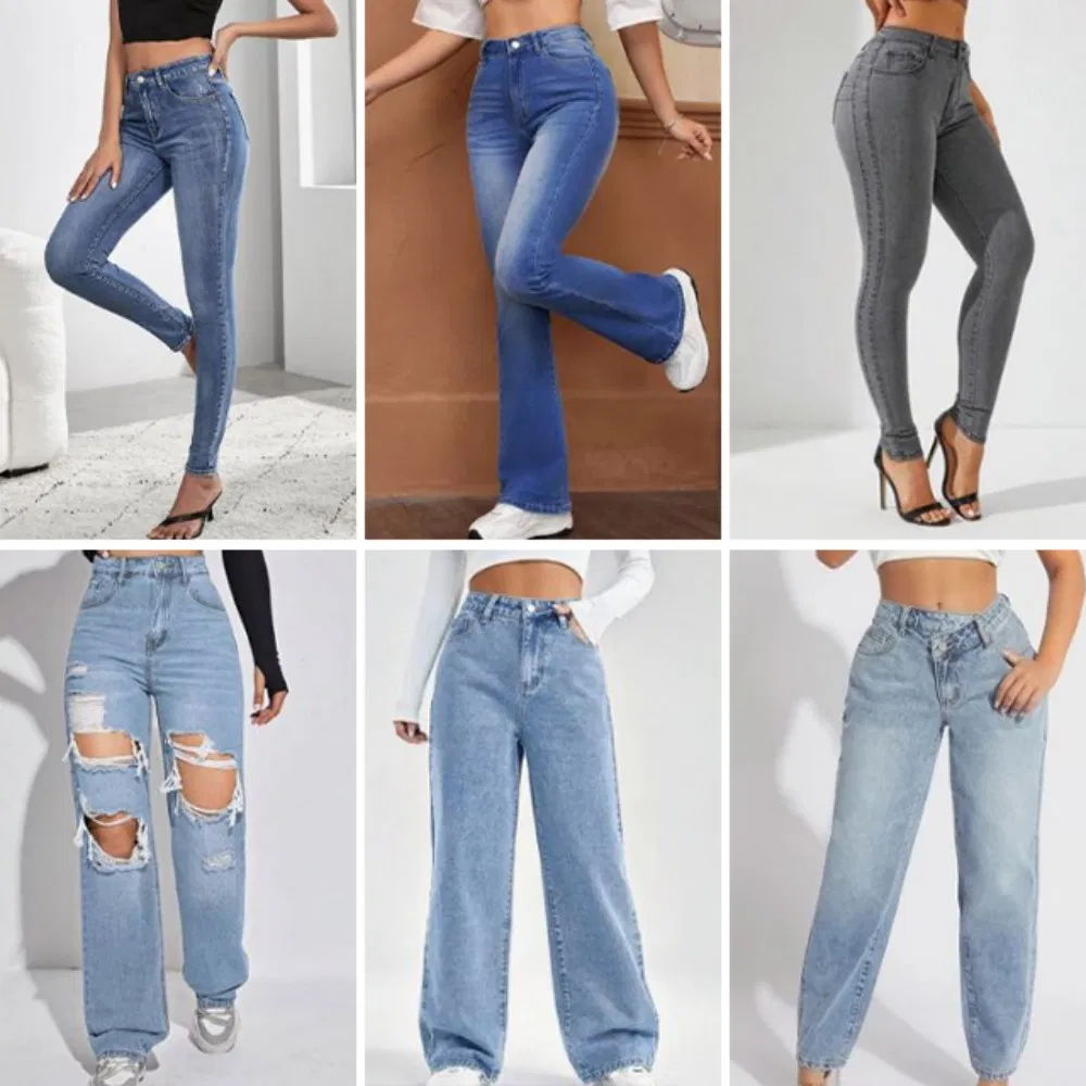 Pantalonas de moda femininas justas de algodão denim elástico a preços baixos por atacado e jeans masculinos de fábricas chinesas