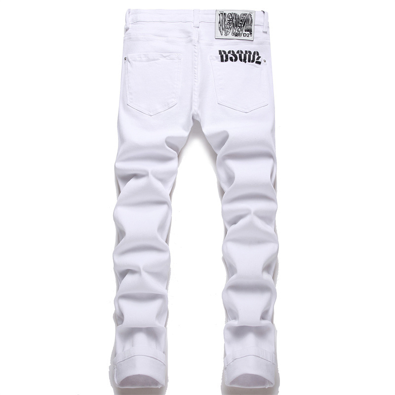 Calças Jeans Masculinas Relaxadas com Corte Reto e Stretch para Homens, Calças Reto Estilo Desgastado, Conforto com Cintura Flexível
