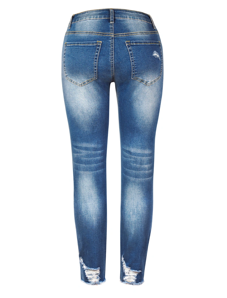 Novas Calças Jeans de Lápis para Mulheres com Cintura Média e Alta Elasticidade da Amazon Fashion, Jeans Rasgados