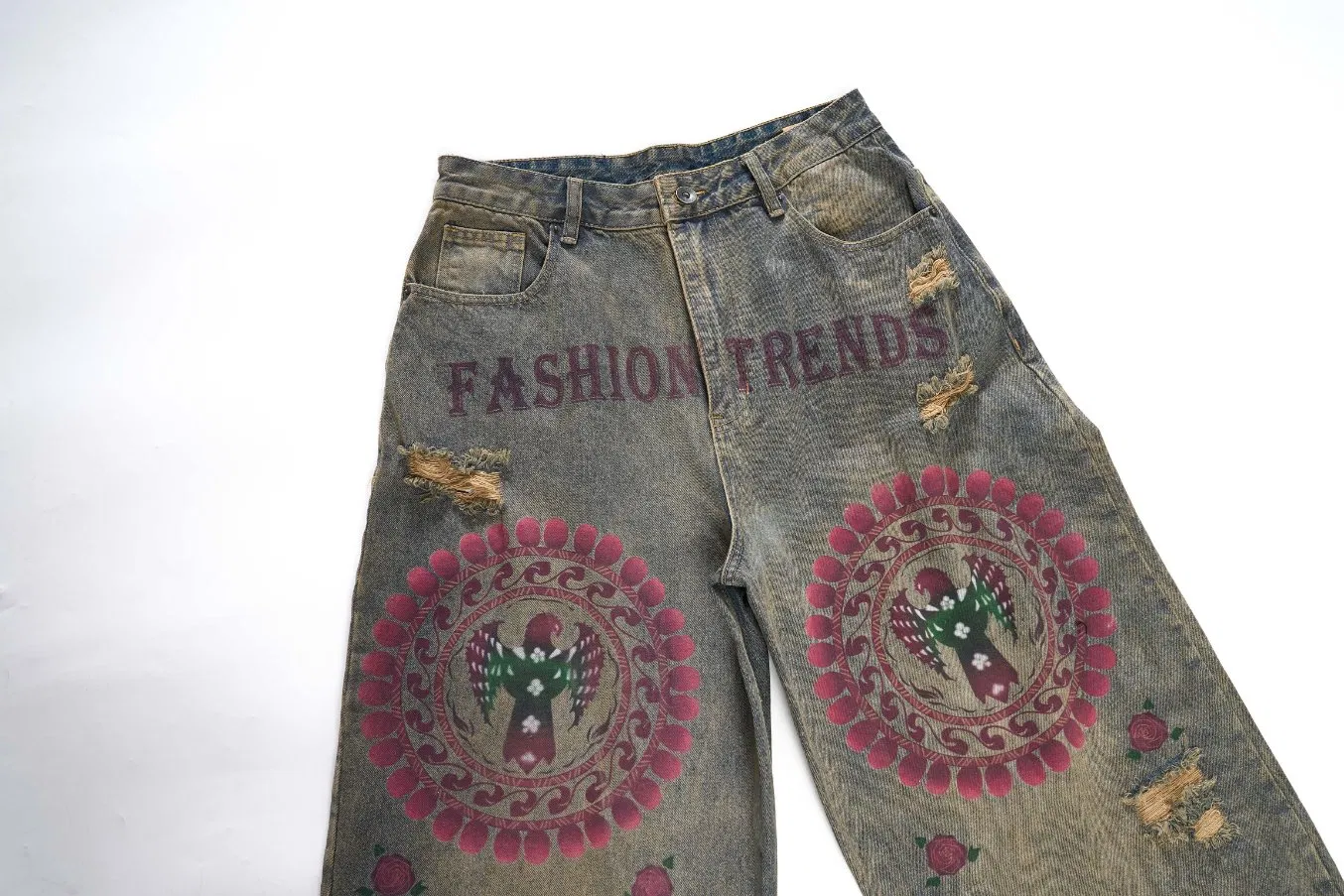 Fabricante Atacadista de Calças Jeans Masculinas Fornecedor Ajuste Relaxado Desbotado ao Sol 100% Algodão Denim Rígido Escovado para o Mercado Skater Pedido de Teste OEM ODM Logotipo Personalizado