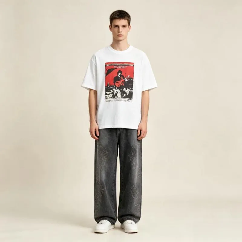 Calças Jeans Masculinas Largas e Soltas Y2K Estilo Retrô com Design de Perna Larga