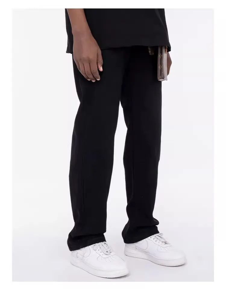 Calças de Jeans Masculinas Fashion com Zíper na Barra, Corte Reto, Jeans Relaxados