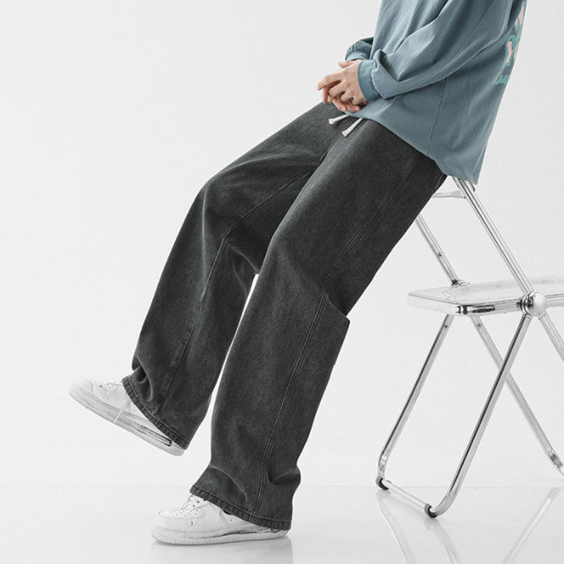 Calças de Jeans Azul Denim Soltas de Alta Qualidade, Calças Baggy Personalizadas para Homens, Calças de Hip Hop Soltas para Moda de Rua