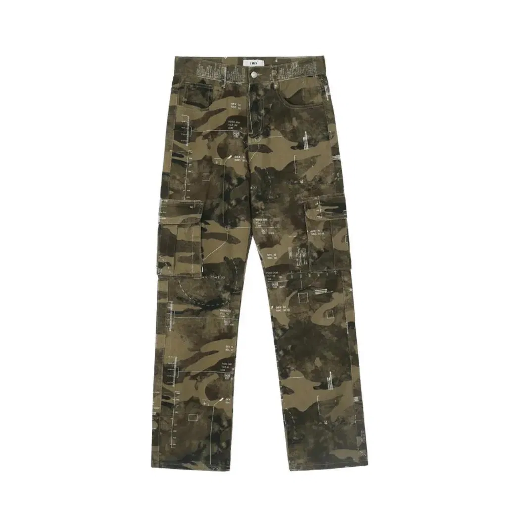 Calças de Jeans Masculinas de Designer em Denim com Estilo de Rua, Lavadas, Desgastadas, com Impressão Clara, Atacado, Personalizadas com Logo