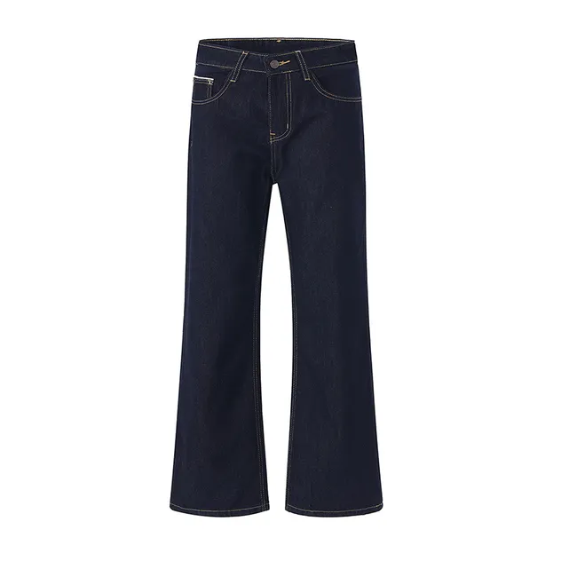 Moda de Tendência Hip Hop Urbana Premium Soft Gradiente Calça Larga Rasgada Jeans de Cintura Alta