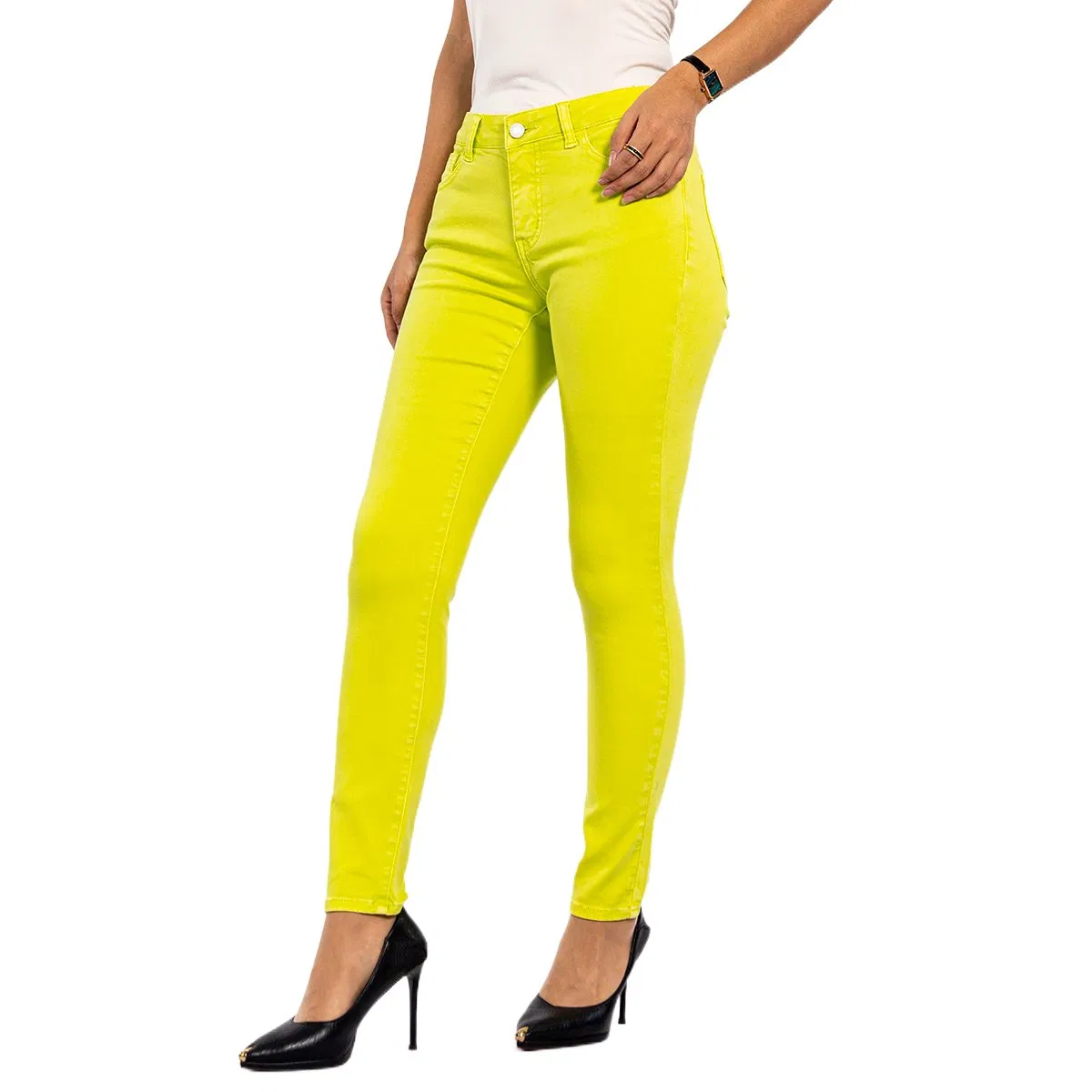 Calças personalizadas de cor sólida, calças casuais, cintura baixa, jeans skinny femininos
