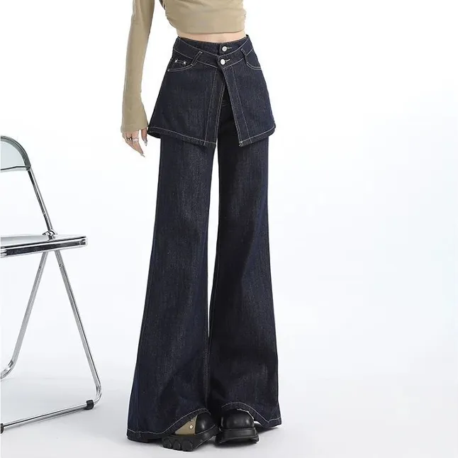 Calças de Jeans Bordadas em Patches de Estilo Americano Divertido para Homens e Mulheres no Mesmo Estilo, Nova Tendência, Ajuste Relaxado, Largas e Longas