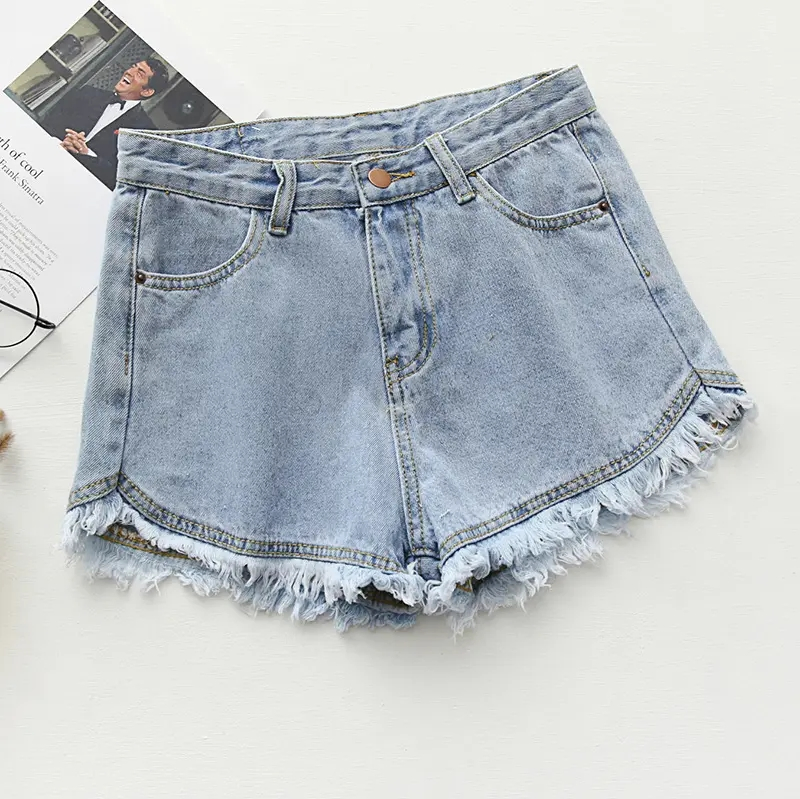 Shorts de Denim de Cintura Alta para Mulheres de Alta Qualidade, Jeans Casuais Slim Fit para Mulheres